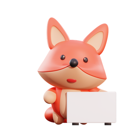 Fox Holding Placard 3D Illustration