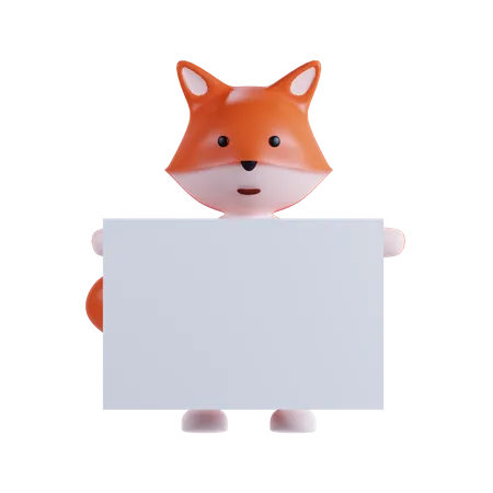 Fox Holding Placard  3D Illustration