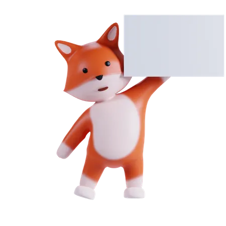 Fox Holding Placard Paper  3D Illustration