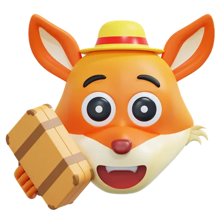 Fox Holding Travel Bag Emotico  3D Icon