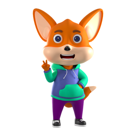 Fox In Victory Pose  3D Illustration