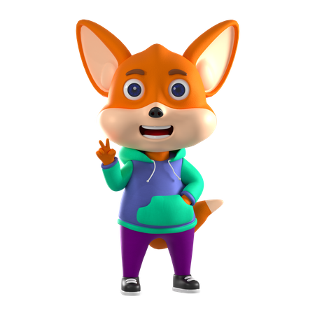 Fox In Victory Pose 3D Illustration