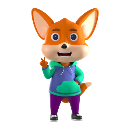 Fox In Victory Pose  3D Illustration