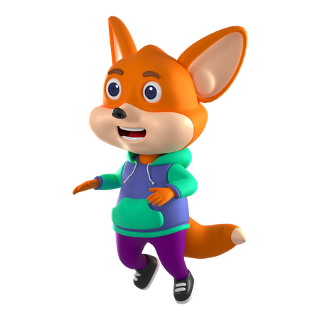 Fox Jumping Pose  3D Illustration