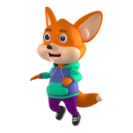 Fox Jumping Pose  3D Illustration