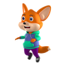 fox jump 3d illustration