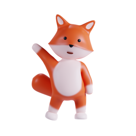 Fox Saying Hello  3D Illustration