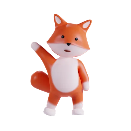 Fox Saying Hello  3D Illustration