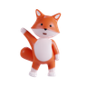 3d fox say hi logo