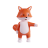 fox pointing 3d illustration