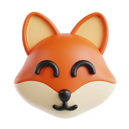 Fox Smiling Face Emoji  3D Icon