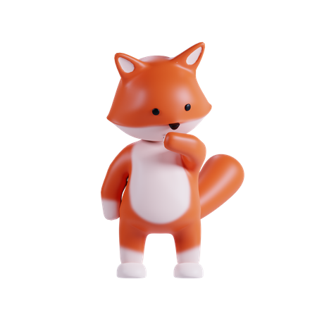 Fox Thinking Something  3D Illustration