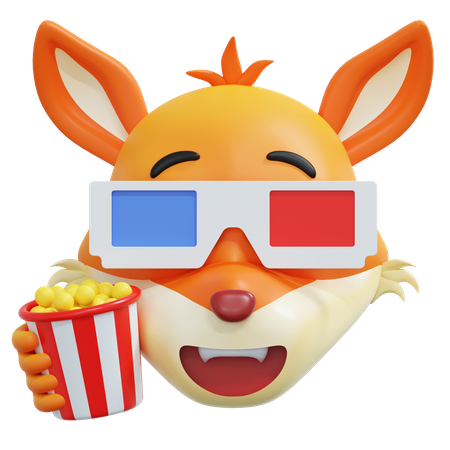 Fox Watching Movie Emoticon  3D Icon