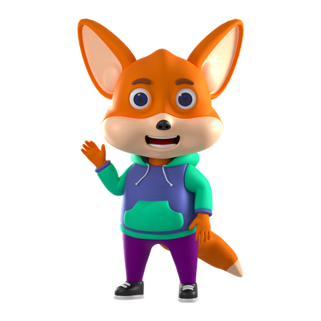 Fox Waving Hand  3D Illustration