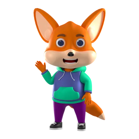 Fox Waving Hand  3D Illustration