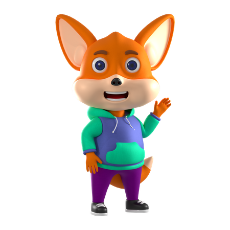 Fox Waving Hand  3D Illustration