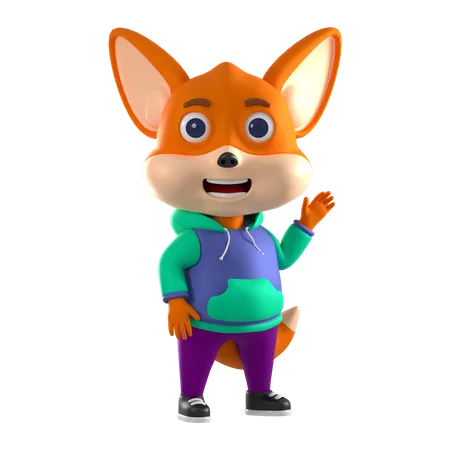 Fox Waving Hand  3D Illustration