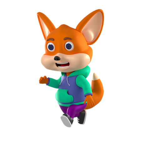 Fox Waving Hand  3D Illustration