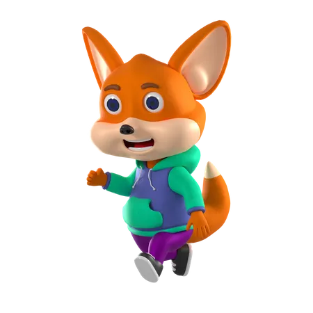 Fox Waving Hand  3D Illustration