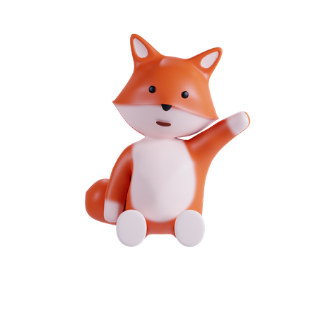 Fox Waving Hand  3D Illustration