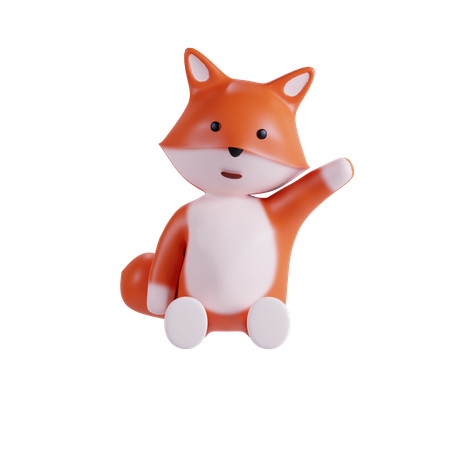 Fox Waving Hand 3D Illustration