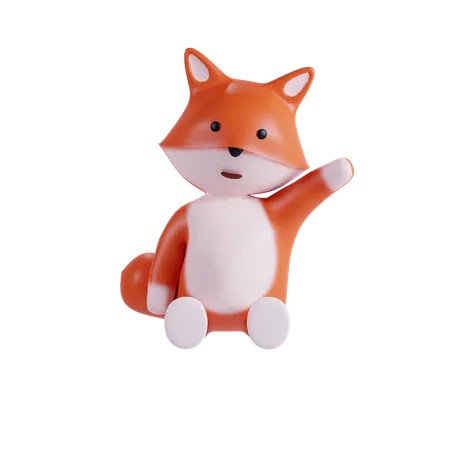 Fox Waving Hand  3D Illustration