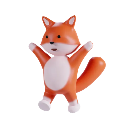 Fox Waving Hands  3D Illustration