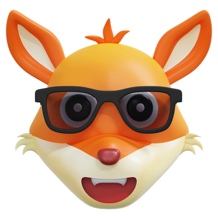 Fox Wearing Cool Black Glasses Emoticon  3D Icon