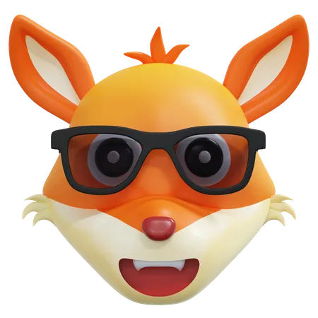 Fox Wearing Cool Black Glasses Emoticon 3 D Icon Illustration 3D Icon