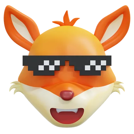 Fox Wearing Cool Pixel Glasses Emoticon  3D Icon