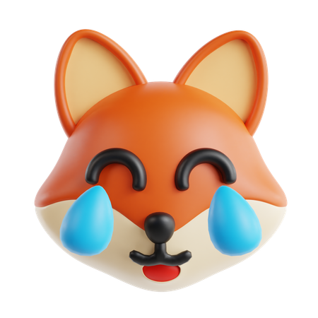 Fox With Tears Of Joy Emoji  3D Icon