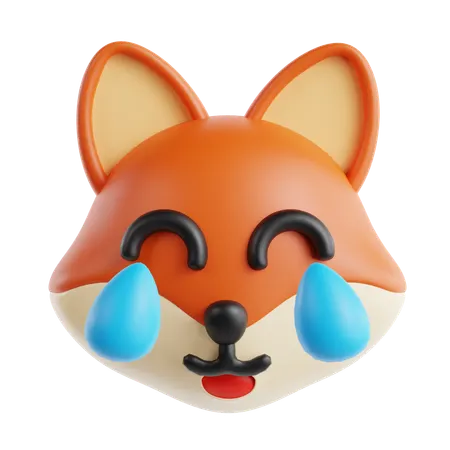 Fox With Tears Of Joy Emoji  3D Icon