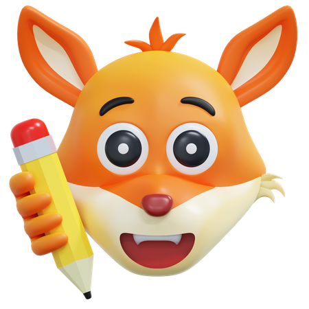 Fox Writing Emoticon  3D Icon
