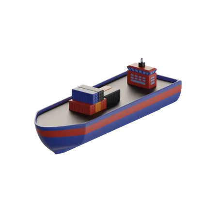 Frachtschiff mit Container  3D Icon