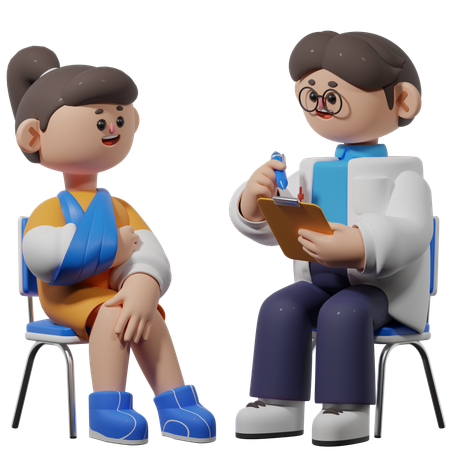 Fractured Person Visit Orthopedist  3D Icon
