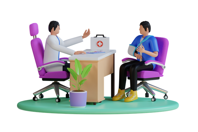 Fractured person visit orthopedist  3D Icon