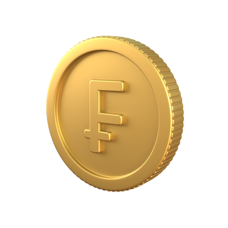Franc Gold Coin 3D Illustration