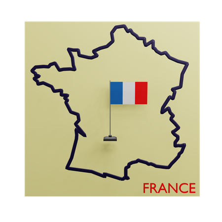 Mapa da frança  3D Icon