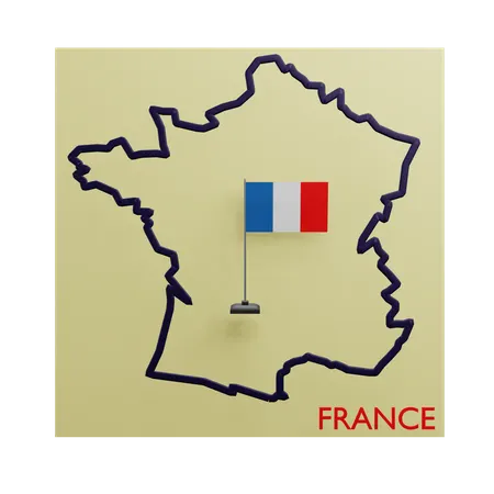 Mapa da frança  3D Icon