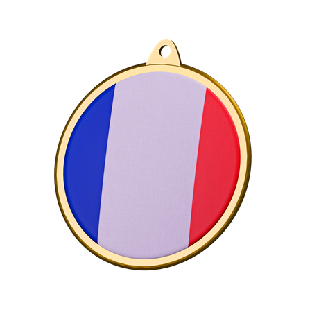 France Flag Medal Badge  3D Icon