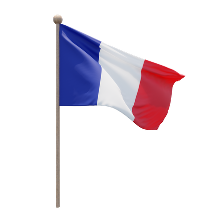 France Flag Pole  3D Flag