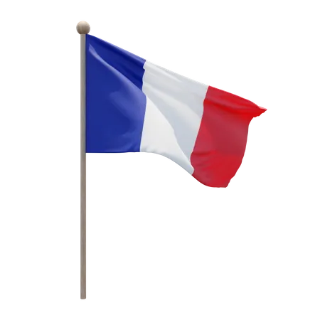 France Flag Pole  3D Flag