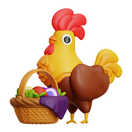 Frango com cesta  3D Icon