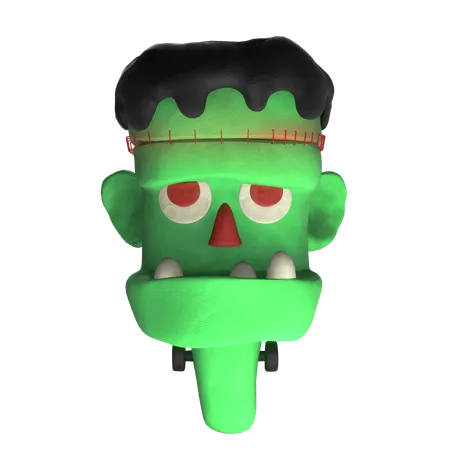 Ready To Use Png Frankenstein 3 D Icon In A Clay Style Featuring Various Viewing Angles Front 30 60 Side Perfect For Halloween Decoration And Suitable For Enhancing Your Digital Platform Website Campaign Or Social Media 3D Icon