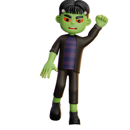 Frankenstein andando e levantando a mão  3D Icon