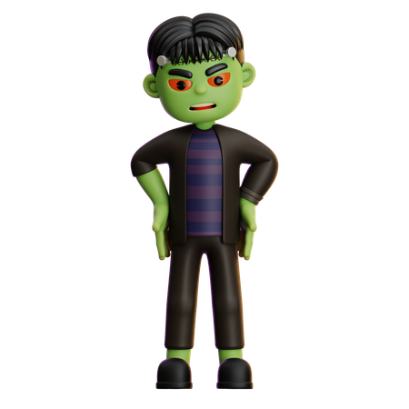 Frankenstein fazendo pose em pé  3D Illustration