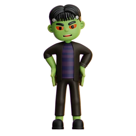 Frankenstein dando pose de pie  3D Illustration