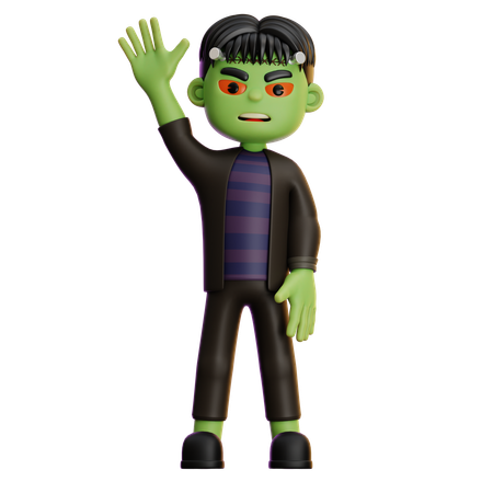 Frankenstein saluda  3D Illustration