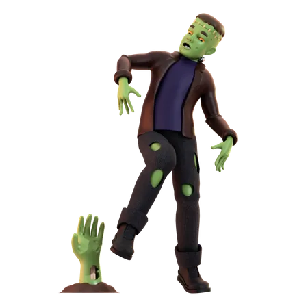 Frankenstein Zombie con mano aterradora  3D Illustration