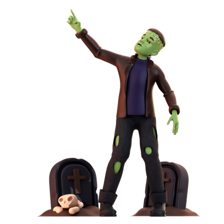 Frankenstein Zombie dando pose de pie  3D Illustration